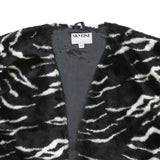 SKYLINE Womens Black & White Zebra Print Jacket S Polyester Blend Faux Fur