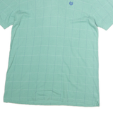 CHAPS Mens Green Checked Short Sleeve Polo Shirt L Cotton Casual Wear