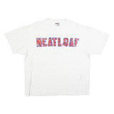 ONEITA Mens White Neatloaf Graphic T-Shirt XL Short Sleeve Crew Neck Vintage