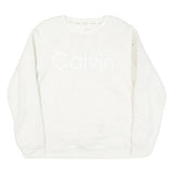 CALVIN KLEIN JEANS Womens White Polyester Blend Plain Crew Neck Basic Knit