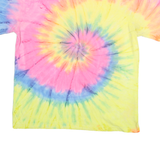 DREAMSICLE Mens Yellow & Pink Tie Dye T-Shirt 2XL Short Sleeve Crew Neck Panama