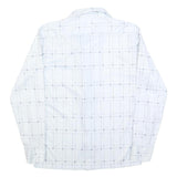 Mens White Shirt M Polyester Grid Pattern Long Sleeve Button Closure Regular Fit