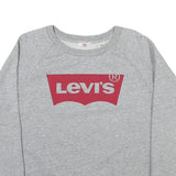 LEVI'S Mens Grey Crew Neck M Cotton Blend Sweatshirt Pullover Casual Logo