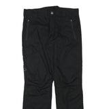 Mens Black Polyester Blend Regular Fit Zip Trousers W33 L31 Casual Workwear