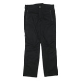 Mens Black Polyester Blend Regular Fit Zip Trousers W33 L31 Casual Workwear
