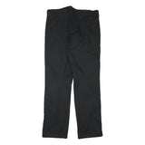 Mens Black Polyester Blend Regular Fit Zip Trousers W33 L31 Casual Workwear