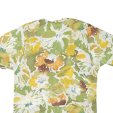 Womens Green & Yellow Floral Printed Short Sleeve Button Neck Top XL Lightweight