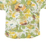 Womens Green & Yellow Floral Printed Short Sleeve Button Neck Top XL Lightweight
