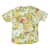 Womens Green & Yellow Floral Printed Short Sleeve Button Neck Top XL Lightweight