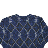 Womens Blue Patterned Jumper Crew Neck Regular Fit M Acrylic Knitwear