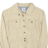 TOMMY HILFIGER Womens Beige Denim Jacket M Cotton Blend Button Front Casual