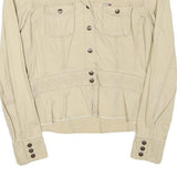 TOMMY HILFIGER Womens Beige Denim Jacket M Cotton Blend Button Front Casual