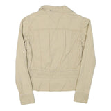 TOMMY HILFIGER Womens Beige Denim Jacket M Cotton Blend Button Front Casual