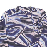 MONSOON Womens Blue & Pink Printed Blouse Long Sleeve Round Neck M Stylish Top