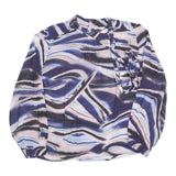 MONSOON Womens Blue & Pink Printed Blouse Long Sleeve Round Neck M Stylish Top