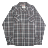 WRANGLER Mens Grey Brown & Blue Plaid Shirt XL Western Cotton Casual Workwear