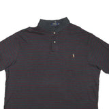 POLO RALPH LAUREN Mens Grey & Burgundy Striped Short Sleeve Polo Shirt 2XL