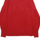 AMISU Womens Red Plain Pullover Round Neck Basic Knit Jumper L Casual Top