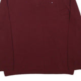 TOMMY HILFIGER Boys Maroon Plain V Neck Basic Knit Jumper L Cotton Blend