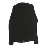 CALVIN KLEIN Womens Black Zip Front Top Long Sleeve V-Neck XS Slim Fit