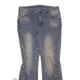 GILIPUR Womens Jeans Blue Regular Flared Denim Medium W36 L30 Lace-Up Detailing