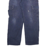 CARHARTT Mens Relaxed Blue Cargo Workwear Cotton Blend Trousers W32 L28