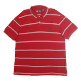 CHAPS Mens Red & White Striped Short Sleeve 2XL Cotton Polo Shirt Casual