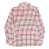 Womens White & Red Checked Shirt M Button Down Long Sleeve Polyester Casual