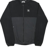 ADIDAS Mens Black & Grey Zip Jacket XS Polyester Blend Plain Hooded