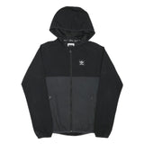 ADIDAS Mens Black & Grey Zip Jacket XS Polyester Blend Plain Hooded