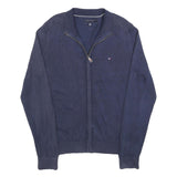 TOMMY HILFIGER Mens Navy Zip Up Plain Cotton Cotton Jumper M Classic Casual