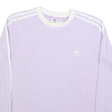 ADIDAS Womens Purple & White Long Sleeve Crew Neck T-Shirt UK 18 Casual Cotton