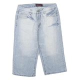 Mens Light Blue Denim Cotton Blend Casual Shorts M W32 Comfortable Fit