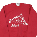 LEE Mens Red Mt n Bible Christian School Crew Neck M Cotton Blend Sweatshirt