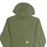 CARHARTT Mens Green Hoodie S Printed Logo Cotton Pullover Drawstring Hood