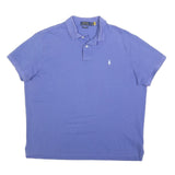 POLO RALPH LAUREN Mens Blue Short Sleeve Plain Polo Shirt XL Cotton Blend