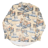 REDHEAD Mens Beige Route 66 Classic Cars Cotton Blend Shirt S Vintage Print