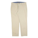 TOMMY HILFIGER Mens Slim Beige Cotton Blend Trousers W36 L32 Zip Classic