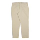 TOMMY HILFIGER Mens Slim Beige Cotton Blend Trousers W36 L32 Zip Classic