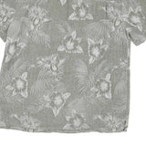 ISLAND SHORES Mens Grey & White Floral Print Cotton Blend Shirt L Tropical