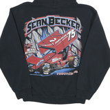 GILDAN Womens Black Sean Becker 75 Motorsports Pullover Hoodie S Racing Car