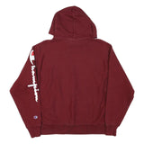 CHAMPION Mens Maroon Hoodie L Cotton Blend Pullover Sweatshirt Logo Sleeve