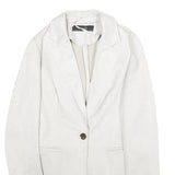 ZARA Womens White Button Jacket XS Polyester Blend Tailored Long Sleeve Plain