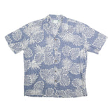 TWO PALMS Mens Blue & White Floral Cotton Shirt L Hawaiian Beach Style