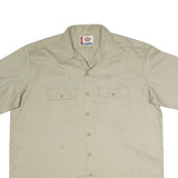 DICKIES Mens Beige Work Shirt Polyester Blend 2XL Button Pocket Short Sleeve