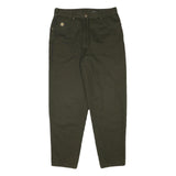 FADEOUT Womens Cotton Blend Dark Green Relaxed Straight Trousers W32 L28 Casual