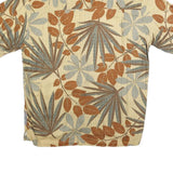 Mens Beige & Brown Leaf Print Casual Shirt L Cotton Blend Summer Wear