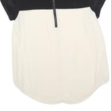 REISS Womens Black & White Silk Plain Top Short Sleeve Round Neck UK 6 Silk