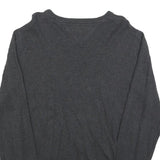 TOMMY HILFIGER Mens Charcoal Plain Cotton V Neck Basic Knit Jumper M Classic