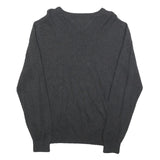 TOMMY HILFIGER Mens Charcoal Plain Cotton V Neck Basic Knit Jumper M Classic